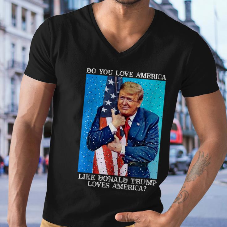 Patriotic Trump Hugging Flag Pro Trump Republican Gifts Men V-Neck Tshirt