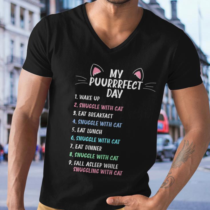 Perfect Day Is Snuggling A Cat Funny Cat Owner Men V-Neck Tshirt