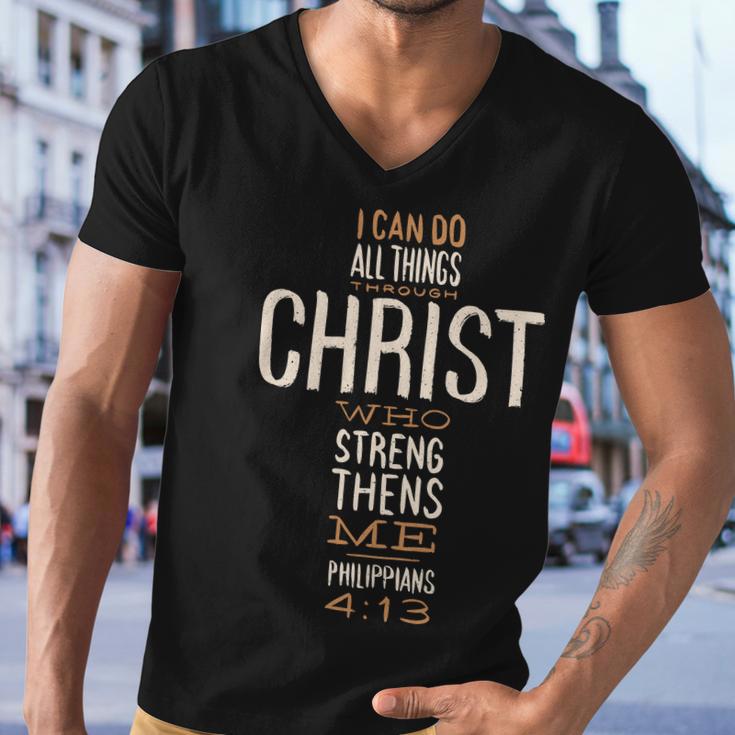 Philippians Bible Quote Cross Men V-Neck Tshirt