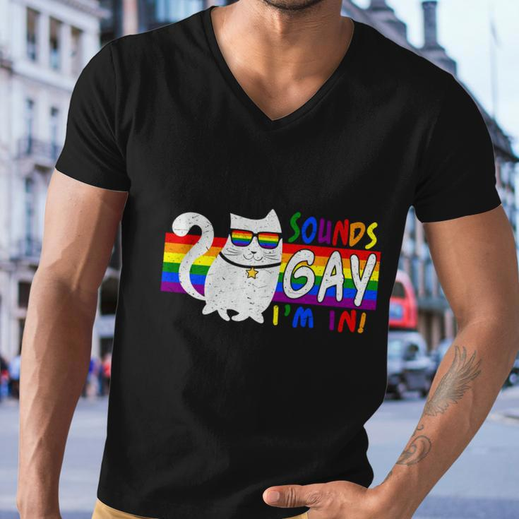 Pride Month Cat Sounds Gay I Am In Lgbt Men V-Neck Tshirt