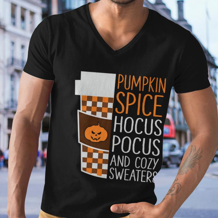 Pumpkin Spice Hocus Pocus And Cozy Sweaters Halloween Quote Men V-Neck Tshirt