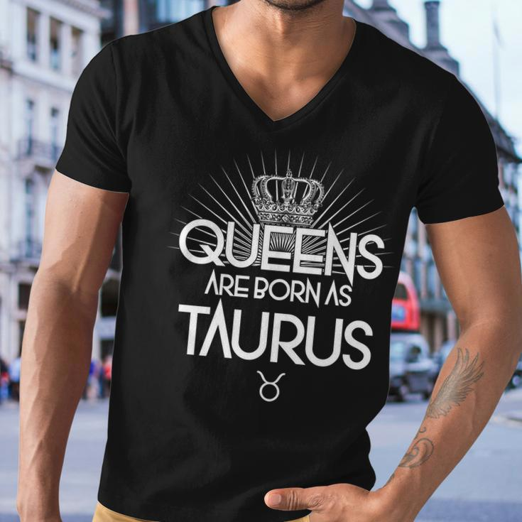 Queens Are Born As Taurus Graphic Design Printed Casual Daily Basic Men V-Neck Tshirt