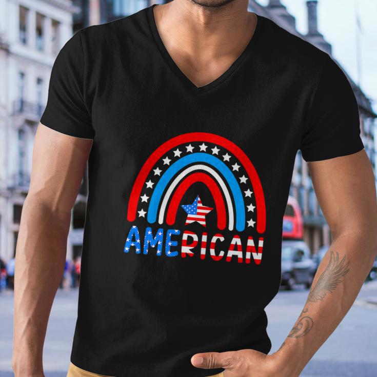 Rainbow American Flag Patriotic For 4Th Of July Men V-Neck Tshirt