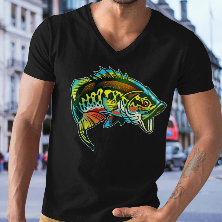 Rainbow Colorful Bass Men V-Neck Tshirt