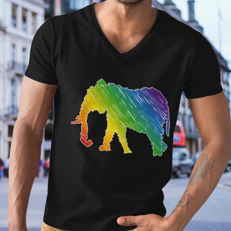 Rainbow Elephant V2 Men V-Neck Tshirt