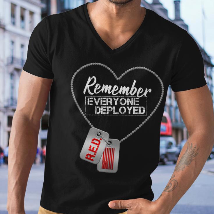 Red Remember Everyone Deployed Dog Tags Tshirt Men V-Neck Tshirt