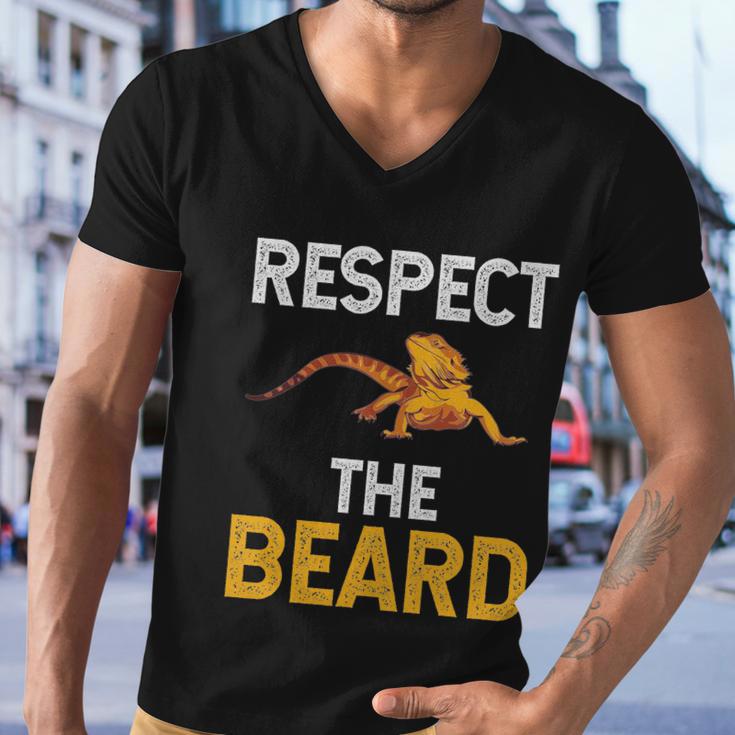 Respect The Beard Funny Bearded Dragon Reptile Lizard Lover Gift Men V-Neck Tshirt