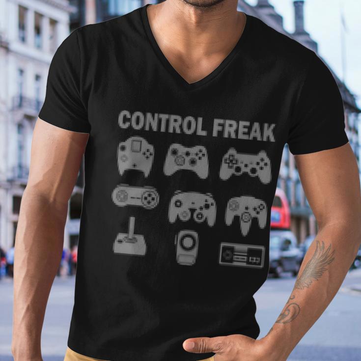 Retro Control Freak 8 Bit Gamer Men V-Neck Tshirt