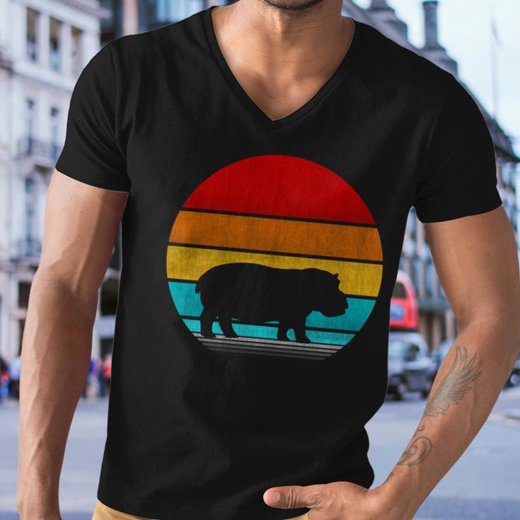 Retro Vintage Hippopotamus Men V-Neck Tshirt