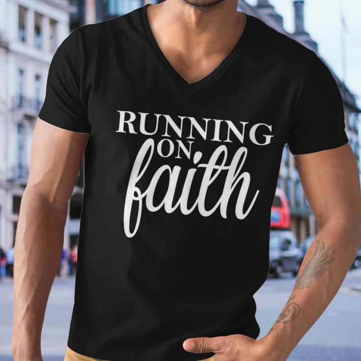 Running On Faith Men V-Neck Tshirt