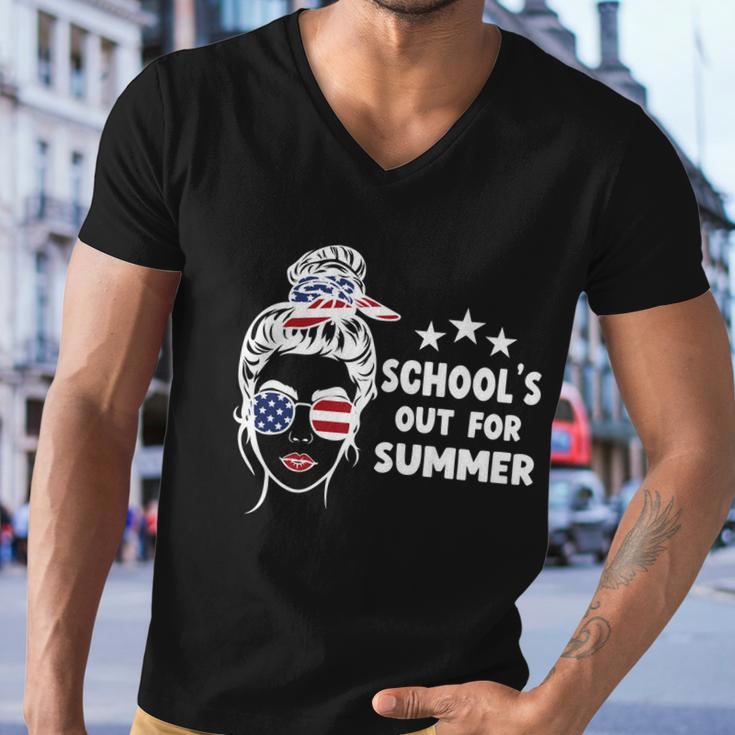 Schools Out For Summer Last Day Of School Messy Bun Us Gift Men V-Neck Tshirt