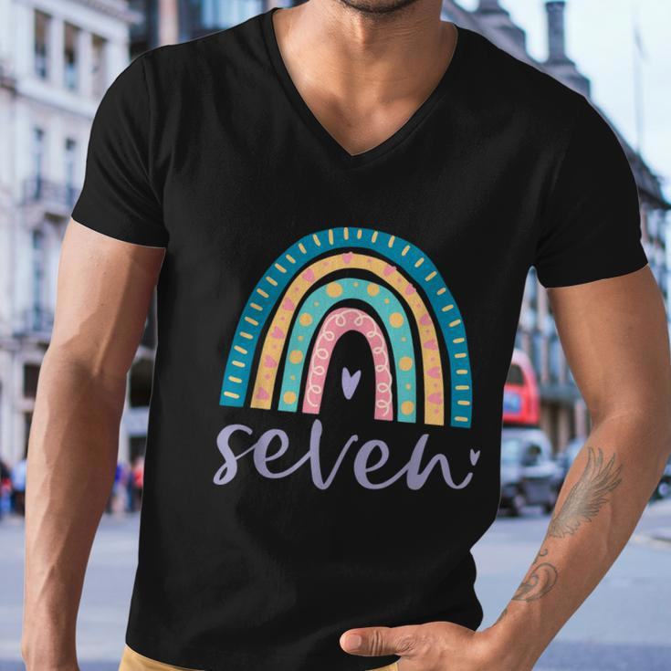 Seven Year Old Rainbow Birthday Gifts For Girls 7Th Bday Men V-Neck Tshirt