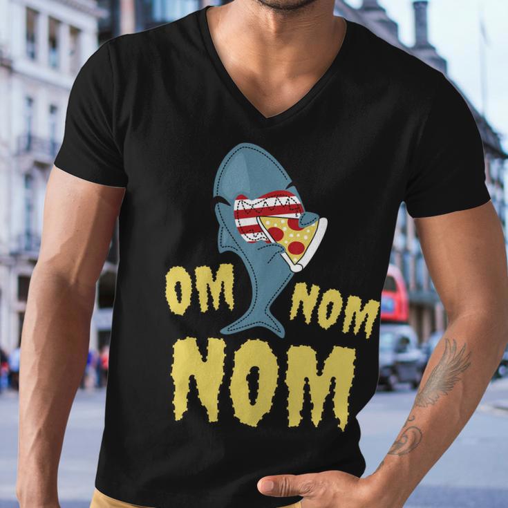 Shark Eating Pizza Om Nom Nom Men V-Neck Tshirt