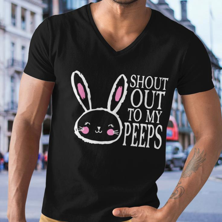 Shout Out To My Peeps Funny Easter Bunny Design Men V-Neck Tshirt