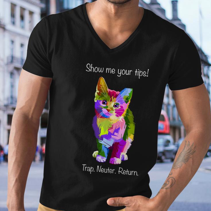 Show Me Your Tips Rainbow Kitty Trap Neuter Return Tnr Gift Men V-Neck Tshirt