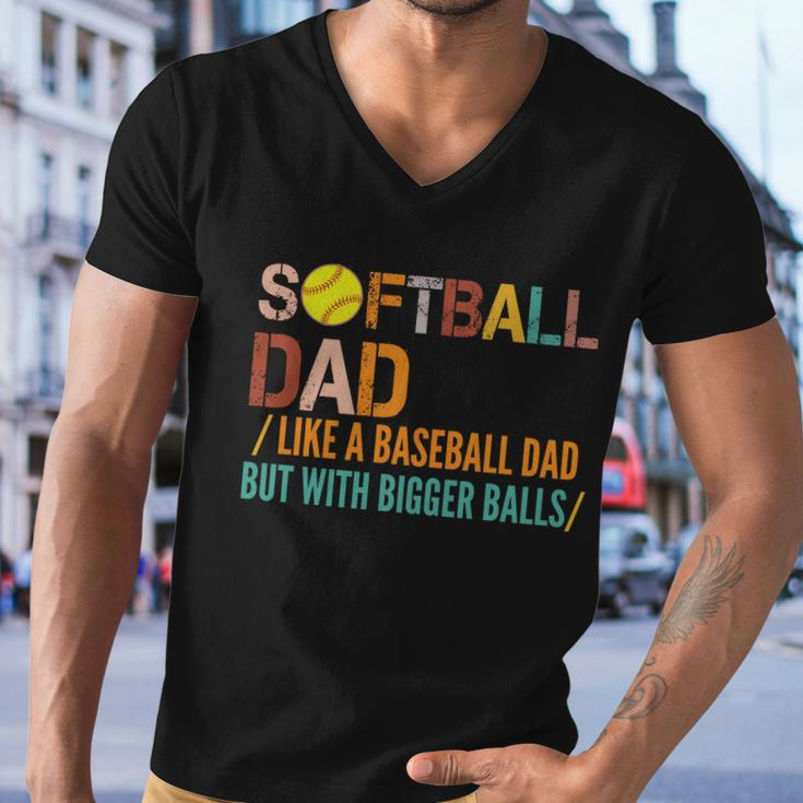 Softball Dad Like A Baseball Dad Vintage Tshirt Men V-Neck Tshirt