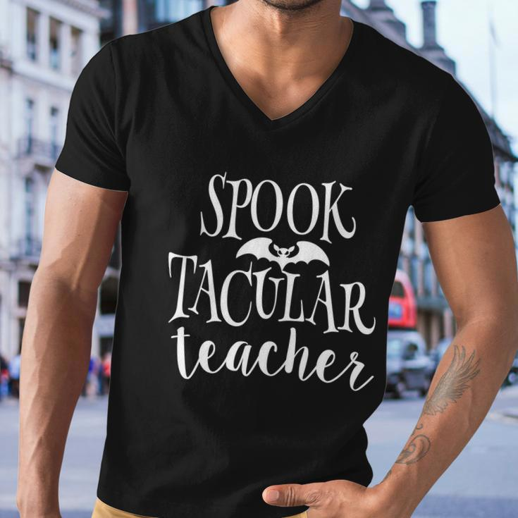 Spook Tacular Teacher Halloween Quote Men V-Neck Tshirt