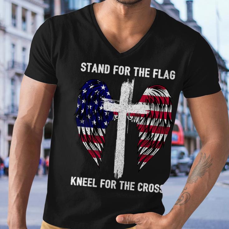 Stand For The Flag Kneel For The Cross Usa Eagle Tshirt Men V-Neck Tshirt