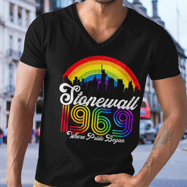 Stonewall 1969 Where Pride Began Lgbt Rainbow Men V-Neck Tshirt