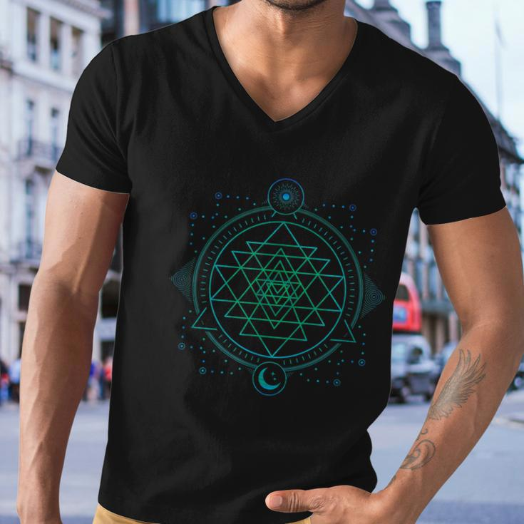 Sun And Moon Chakra Geometry Sri Yantra Men V-Neck Tshirt