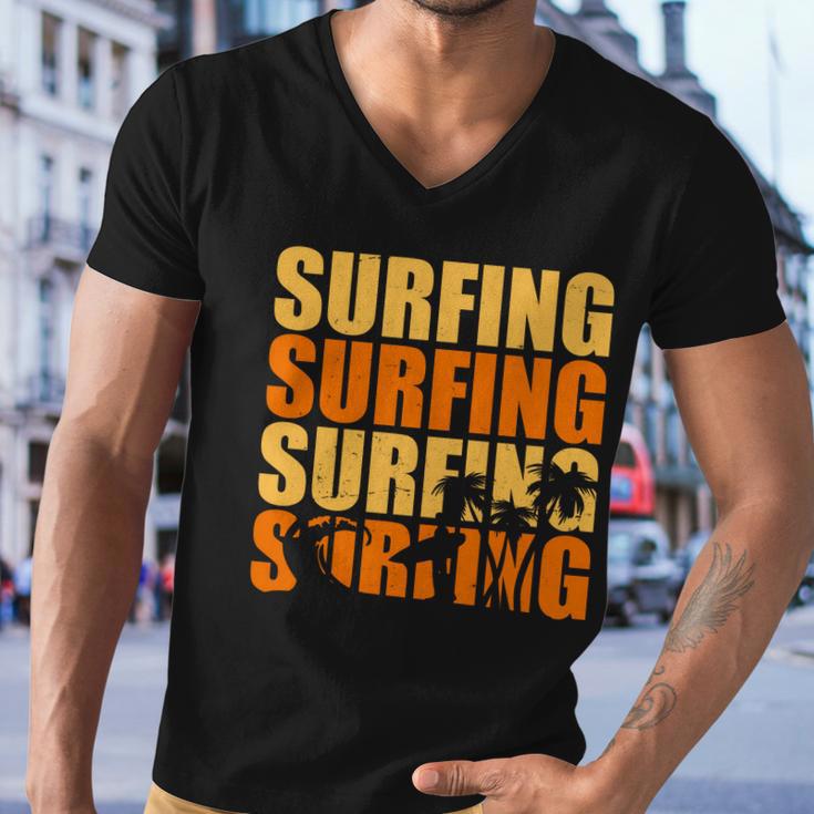 Surfing Retro Beach Men V-Neck Tshirt