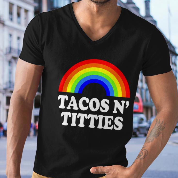 Tacos N Titties Funny Lgbt Gay Pride Lesbian Lgbtq Men V-Neck Tshirt