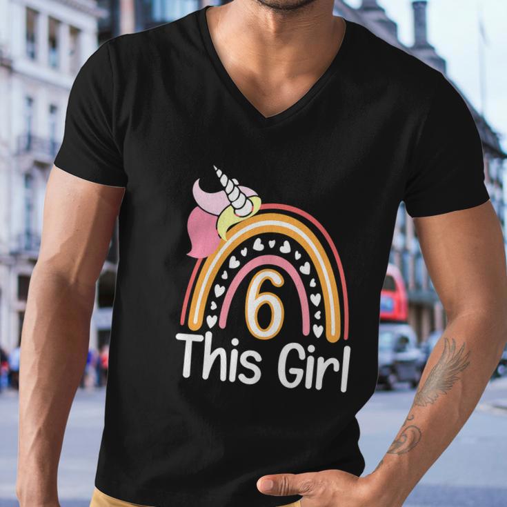 This Girl 6Th Birthday Funny Unicornrainbow 6 Years Old Men V-Neck Tshirt