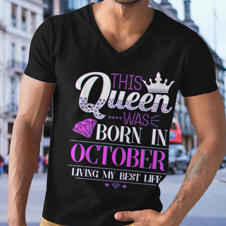 This Queen Was Born In October Living My Best Life Men V-Neck Tshirt