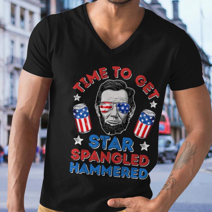 Time To Get Star Spangled Hammered 4Th Of July Men Lincoln Men V-Neck Tshirt