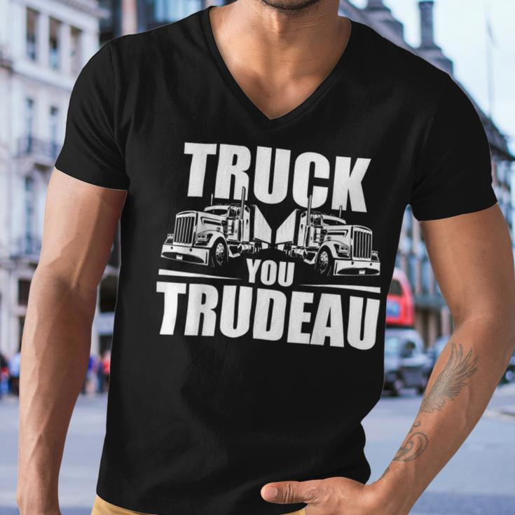 Trucker Truck You Trudeau Canadine Trucker Funny Men V-Neck Tshirt