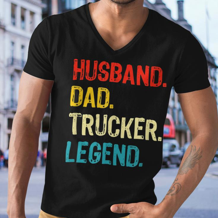 Trucker Trucker Husband Dad Trucker Legend Truck Driver Trucker Men V-Neck Tshirt