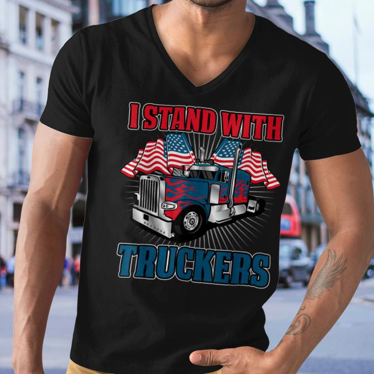Trucker Trucker Support I Stand With Truckers Freedom Convoy V3 Men V-Neck Tshirt