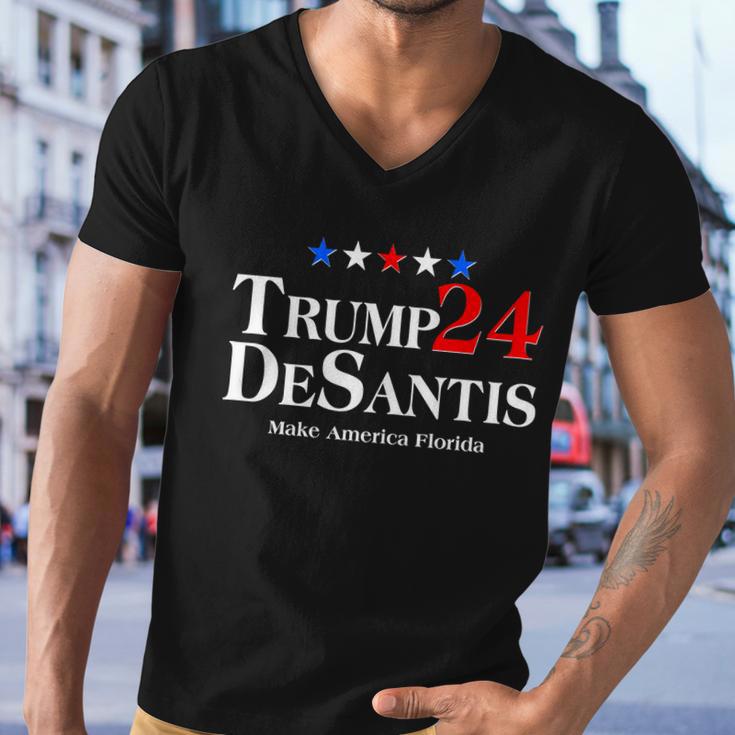 Trump Desantis 2024 Make America Florida Election Logo Men V-Neck Tshirt