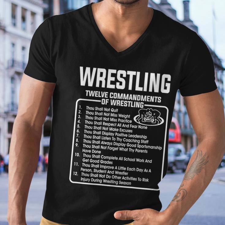 Twelve Commandments Of Wrestling Tshirt Men V-Neck Tshirt