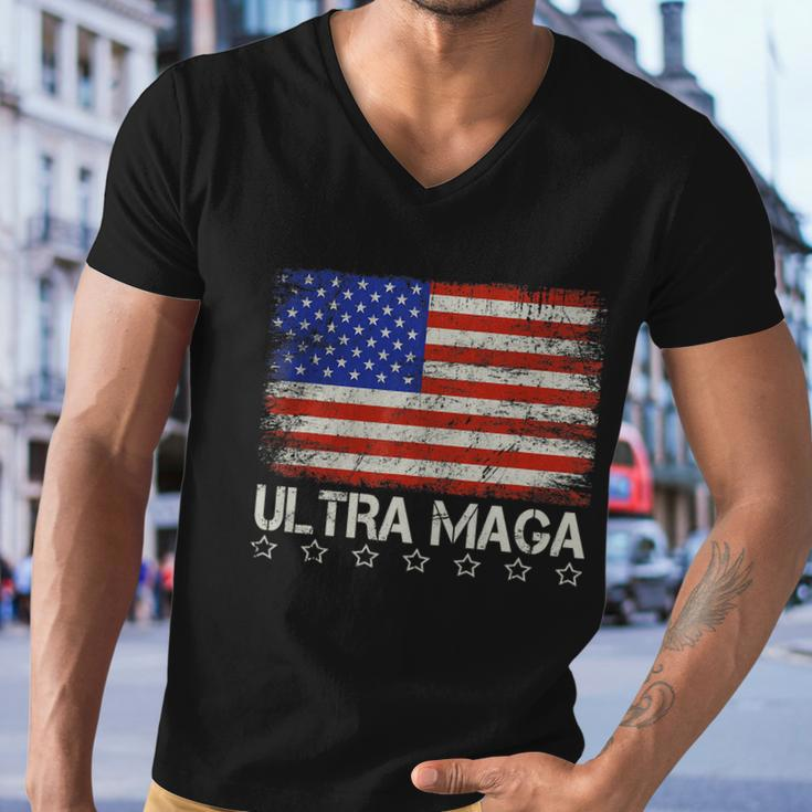 Ultra Maga Shirt Maga King Funny Anti Biden Us Flag Pro Trump Trendy Tshirt V2 Men V-Neck Tshirt