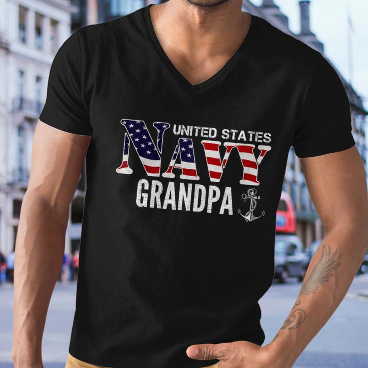 United States Vintage Navy With American Flag Grandpa Gift Great Gift Men V-Neck Tshirt