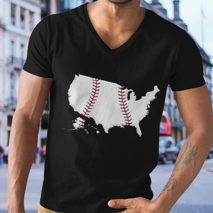 Us Map American Baseball Men V-Neck Tshirt