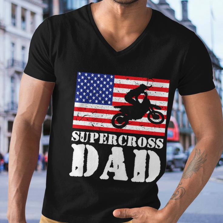 Usa American Distressed Flag Supercross Dad Men For Him Gift Men V-Neck Tshirt