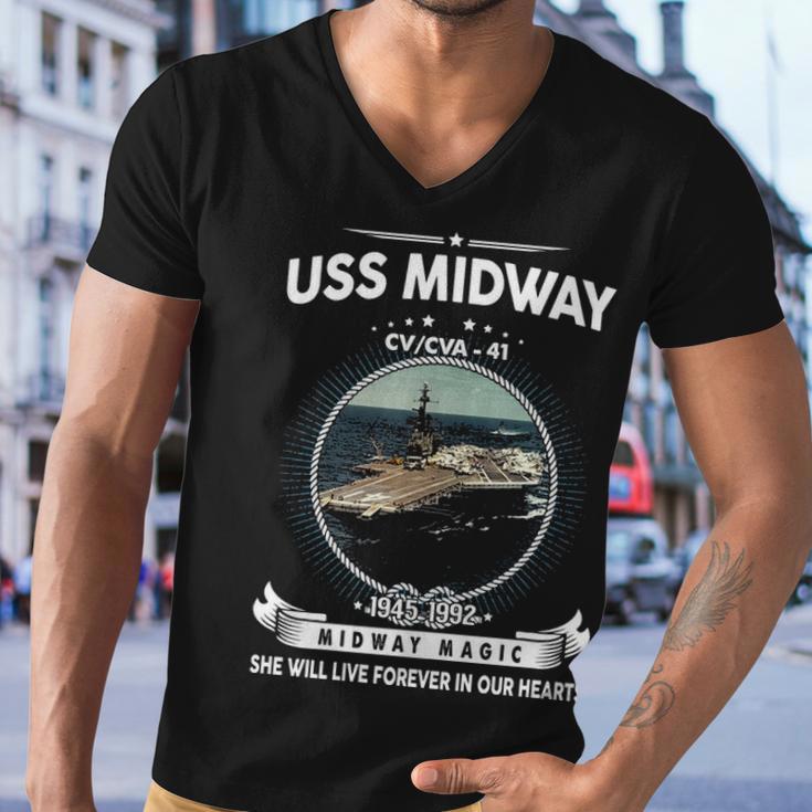 Uss Midway Cv 41 Front Style Men V-Neck Tshirt