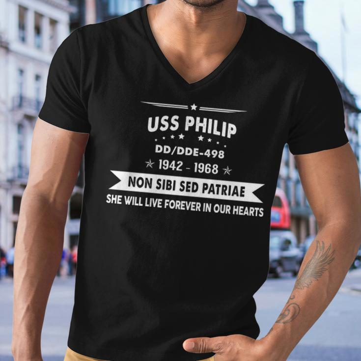 Uss Philip Dd 498 De V2 Men V-Neck Tshirt