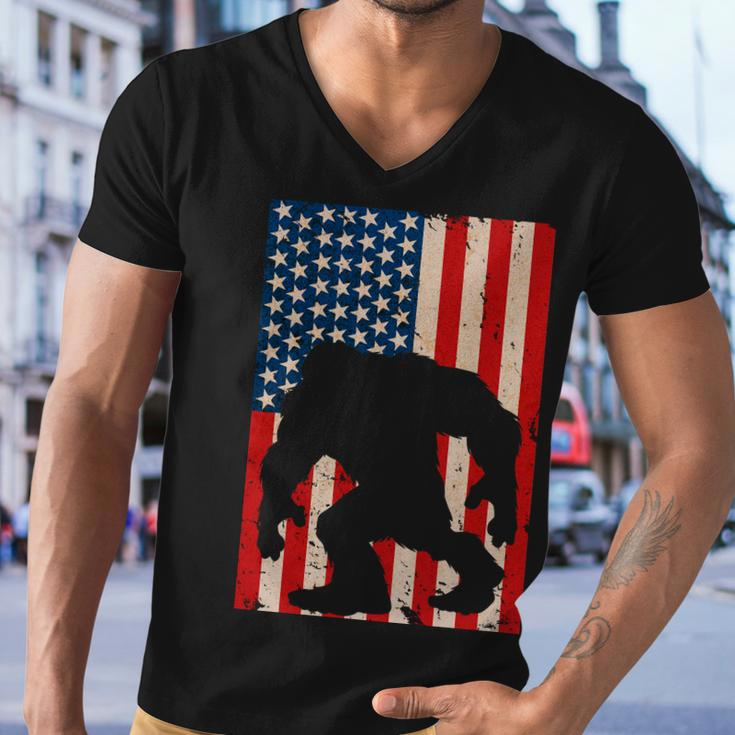 Vintage Bigfoot American Flag Tshirt Men V-Neck Tshirt