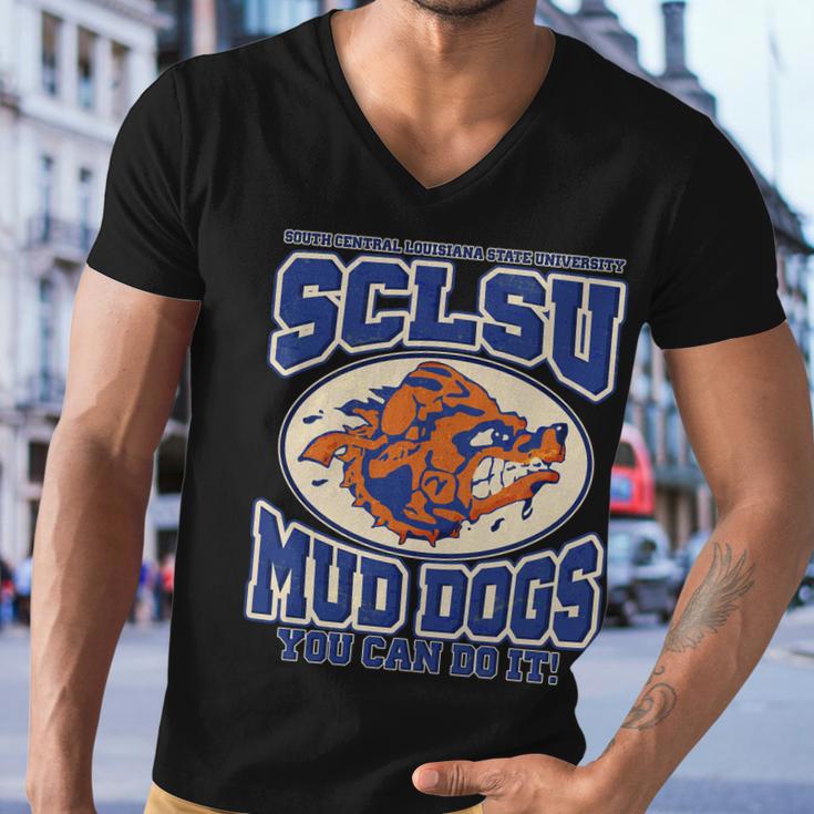 Vintage Sclsu Mud Dogs Classic Football Tshirt Men V-Neck Tshirt