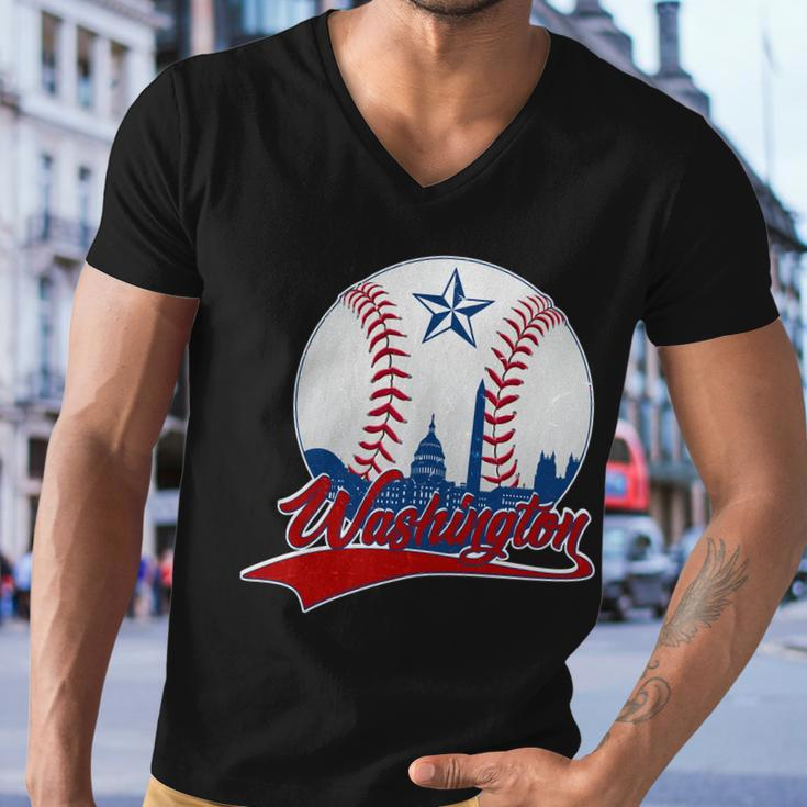 Washington Baseball Vintage Style Fan Men V-Neck Tshirt