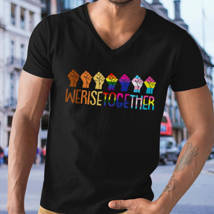 We Rise Together Black Lgbt Raised Fist Pride Equality Men V-Neck Tshirt
