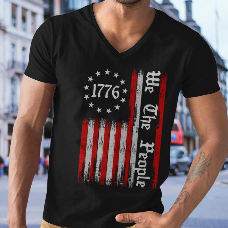 We The People 1776 Distressed Usa American Flag Men V-Neck Tshirt