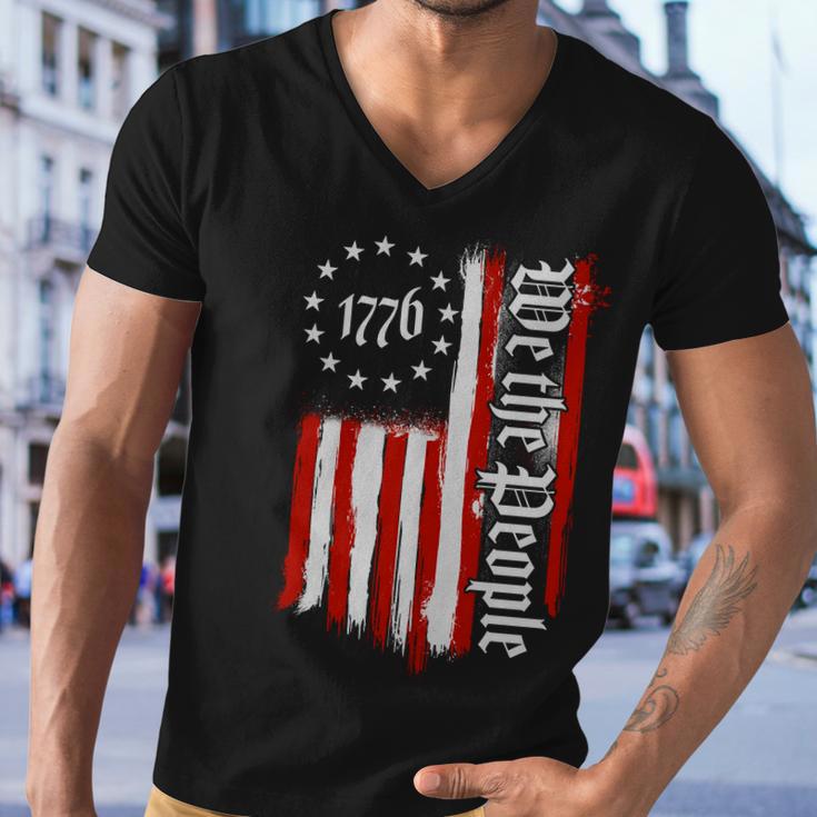 We The People 1776 Distressed Usa American Flag Tshirt Men V-Neck Tshirt