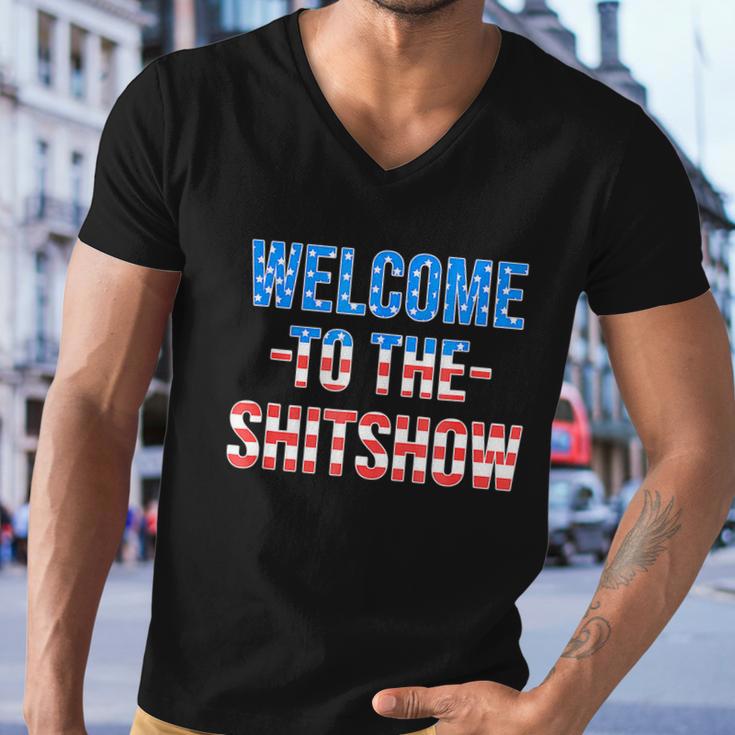 Welcome To The Shitshow Usa Flag Funny 4Th Of July Drinking Men V-Neck Tshirt