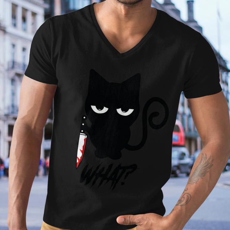 What Black Cat With Knife Halloween Quote Men V-Neck Tshirt