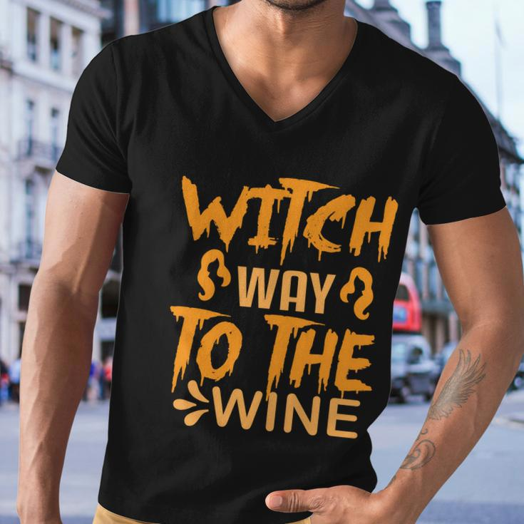 Witch Way To The Wine Halloween Quote Men V-Neck Tshirt