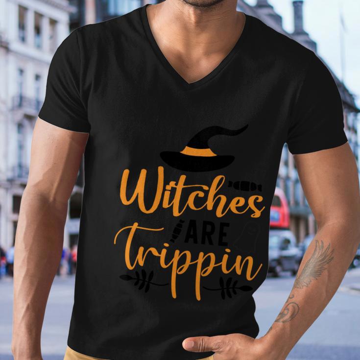 Witches Are Trippin Halloween Quote Men V-Neck Tshirt